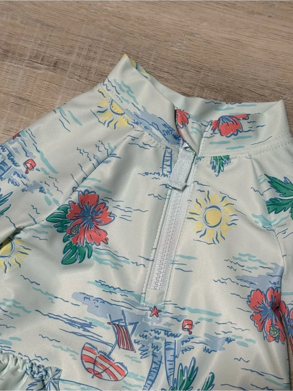 Carter's Baby Girl Tropical Beach Long-Sleeve Rashguard Swimsuit One Piece New - Picture 2 of 8